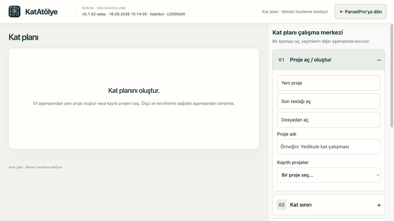 Floor-plan workspace — empty project interface, archived 16 September 2026.