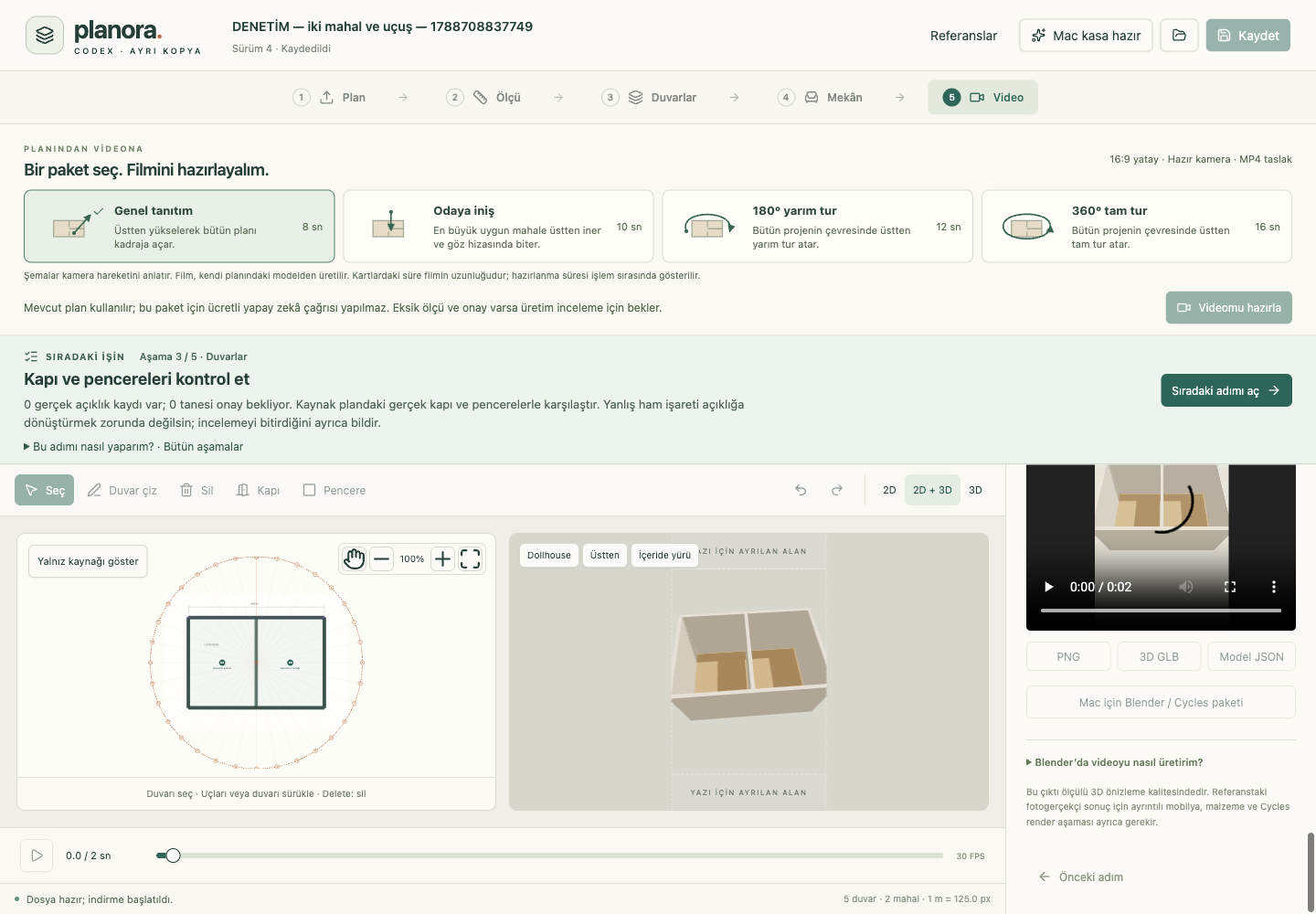 Archived test view: a two-room model and camera-video workspace, 6 September 2026.